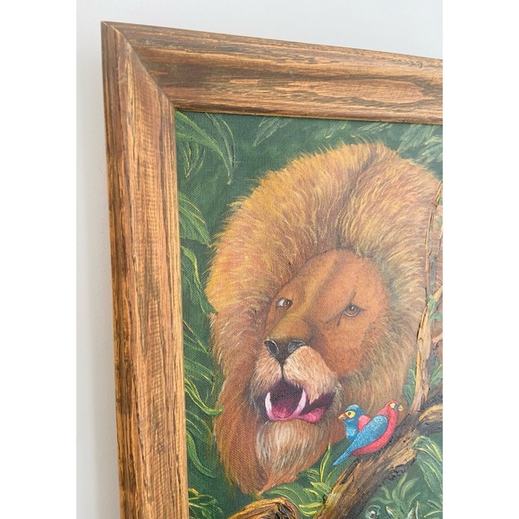 Incredible Signed & Framed Lion Painting - Picture 4 of 7